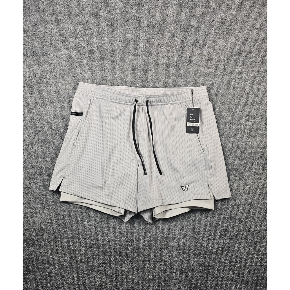 WOLACO Grand 2-in-1 Athletic Shorts Stone Gray Compression Liner Size M